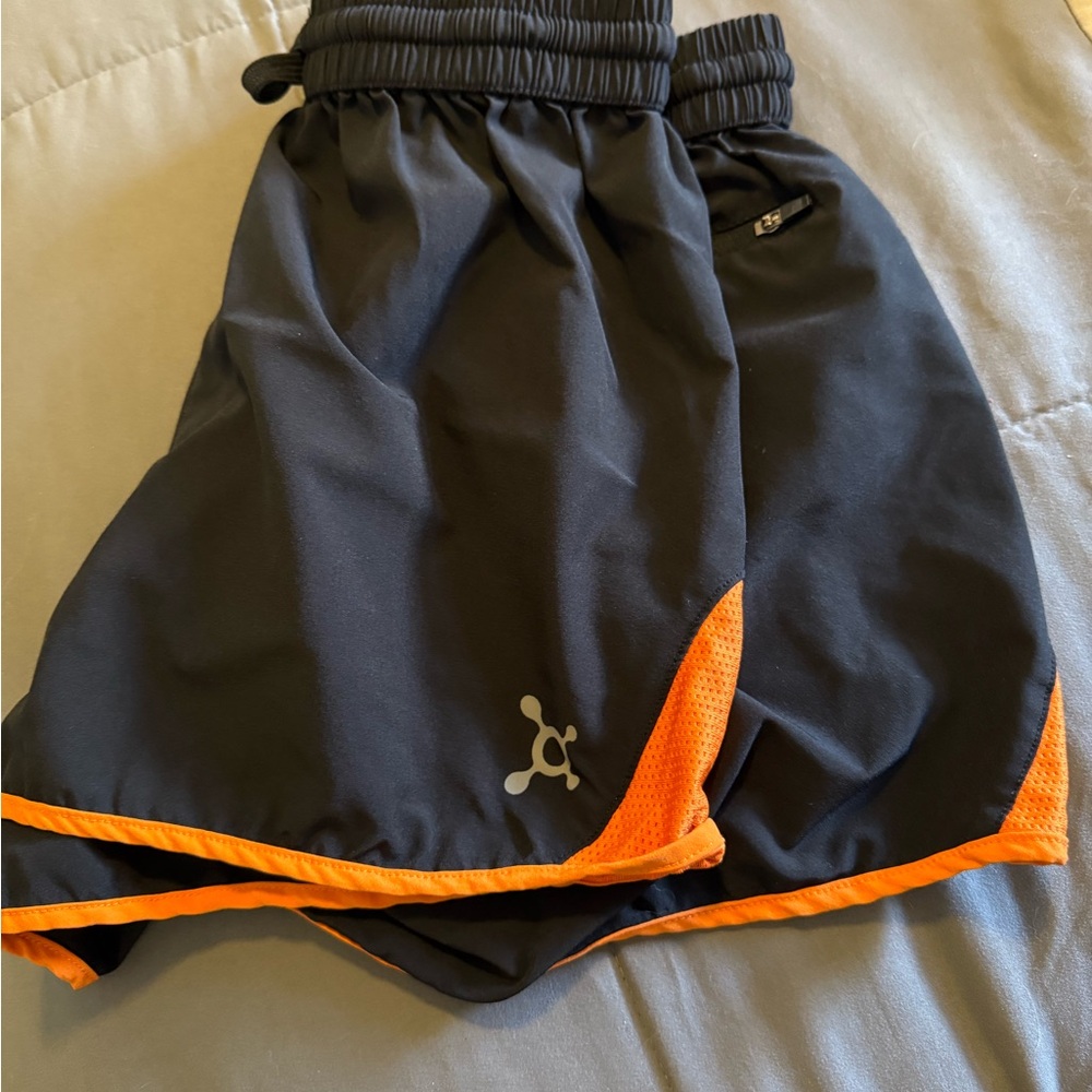 Orangetheory Black and Orange Athletic Shorts with Elastic Waistband